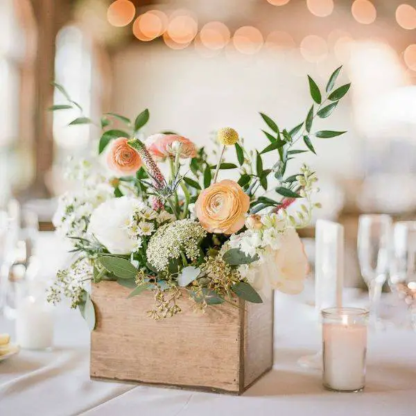 Floral Arrangements in Wooden Boxes