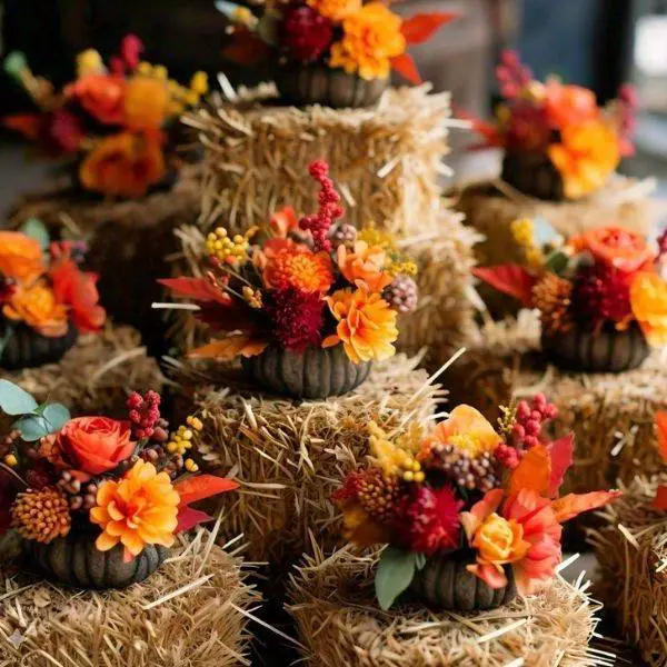  Mini Hay Bales with Florals