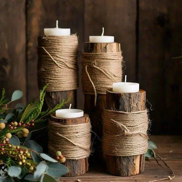 Twine-Wrapped Candleholders