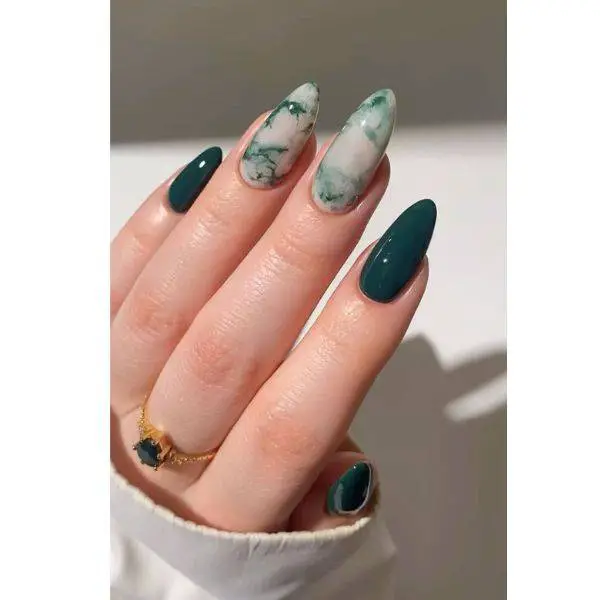 . Green Marble Nails