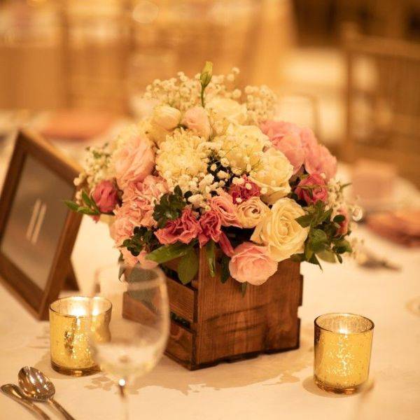 Wooden Box with Seasonal Flowers