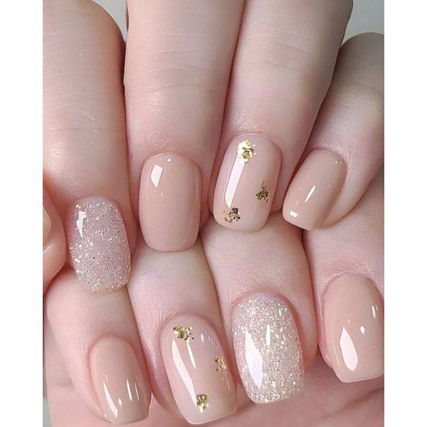 Gold Foil Square Nails