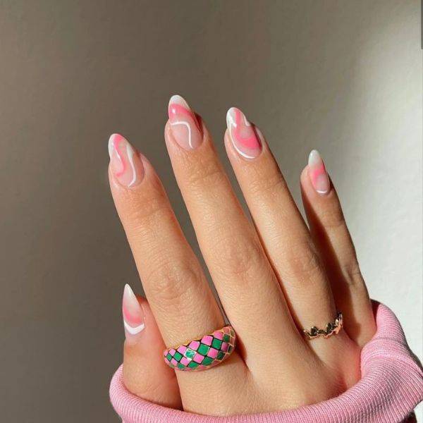  Pink and White Swirls