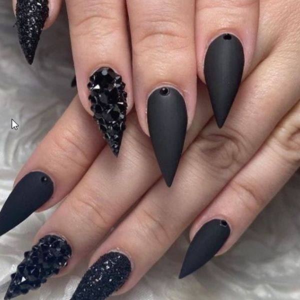 Studded Black Nails