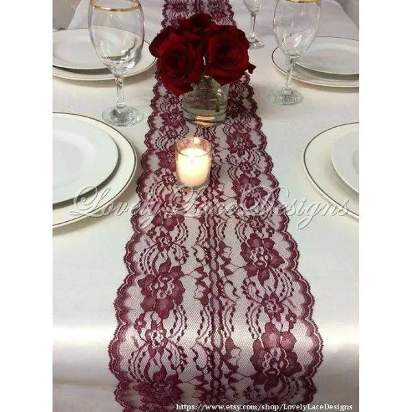 Burgundy Lace Table Runners