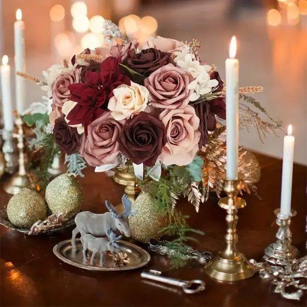 Burgundy Silk Flower Bouquets