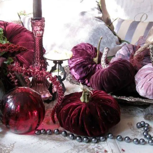  Burgundy Velvet Pumpkins