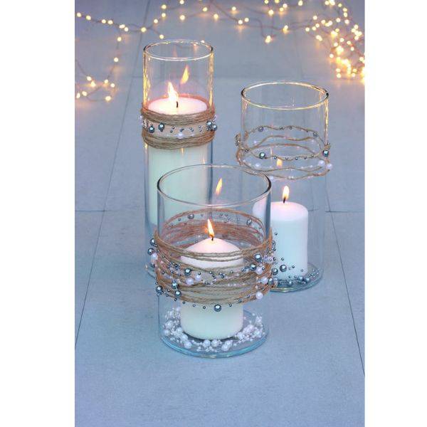 Candle Holders Wrapped in Burlap and Twine