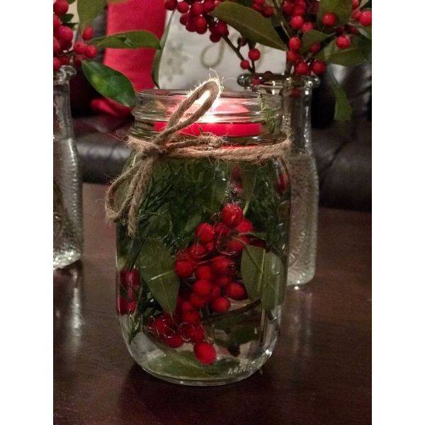 Mason Jar with Fall Berries and Twine