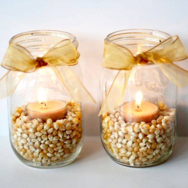 Mason Jars with Dried Corn