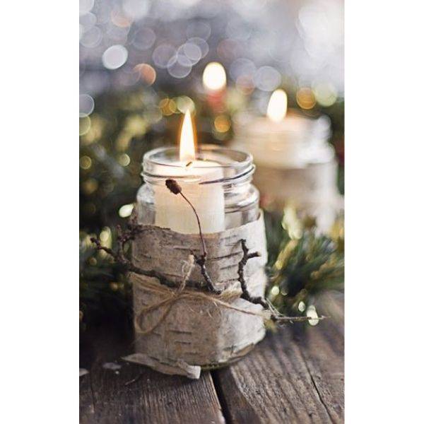 Rustic Mason Jar with Birch Bark