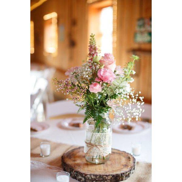 Rustic Mason Jar with Log Slice Base