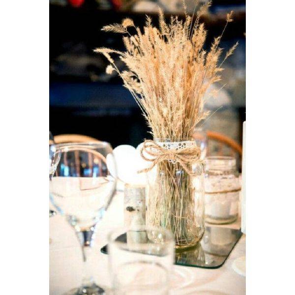 Rustic Mason Jar with Twine and Wheat