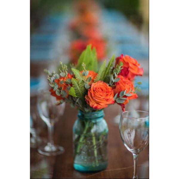 Simple Mason Jar with Autumn Flowers