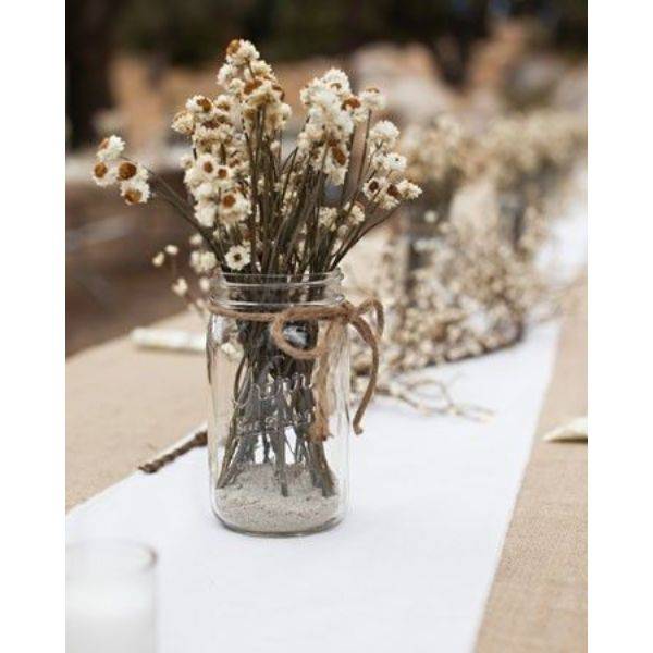 Simple Mason Jar with Dried Flowers