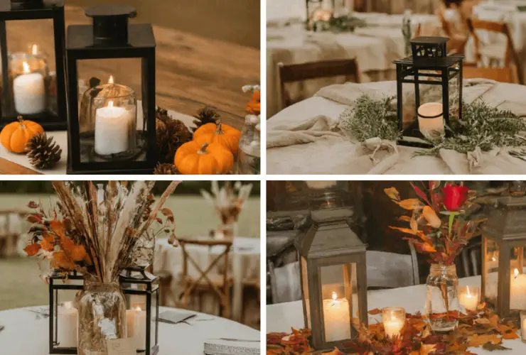 fall wedding centerpieces with lanterns