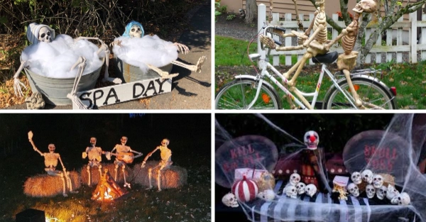 outdoor halloween decorations skeletons