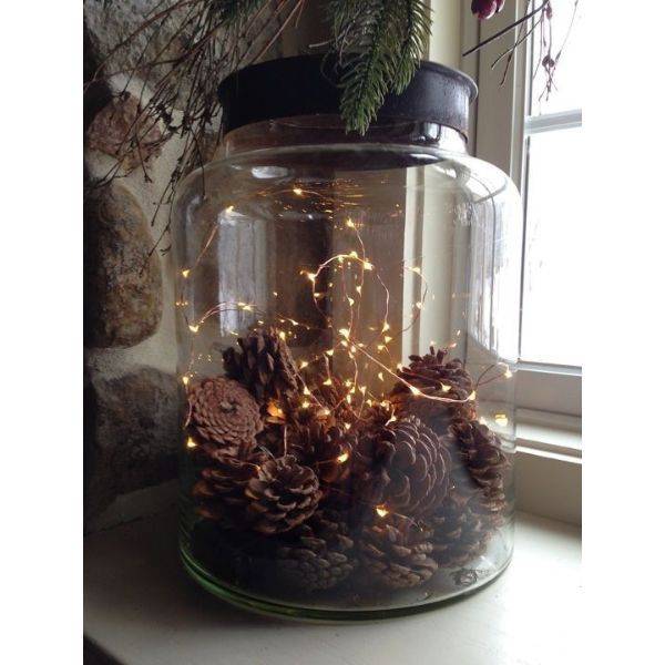 rustic Mason Jar with Pine Cones