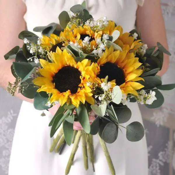  Sunflower and Eucalyptus Bouquet