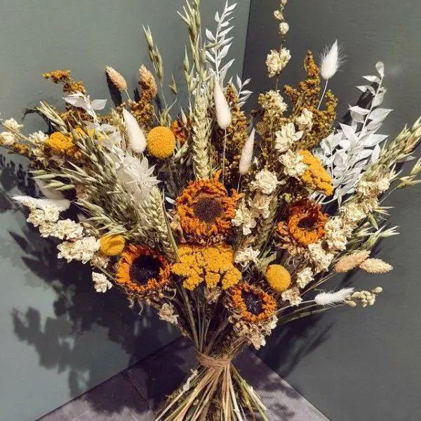 Sunflower and Wheat Stalk Bouquet