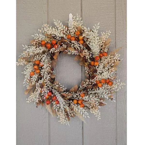  Neutral Fall Wreath on Cabinet Door