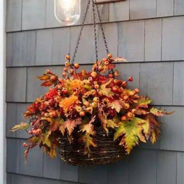 Hanging Planters with Autumn Foliage