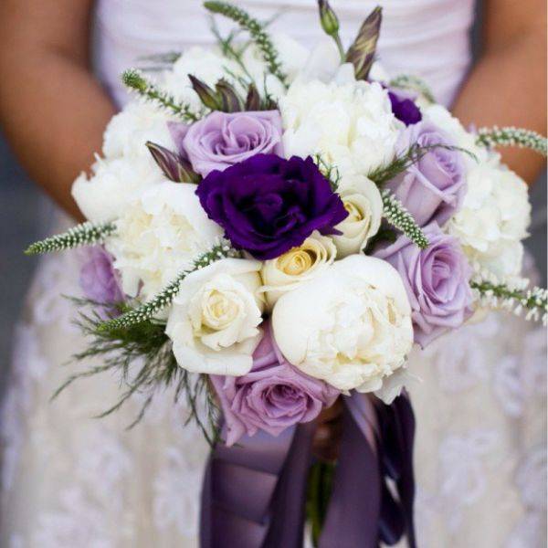 . Dark Purple and Cream Bouquet