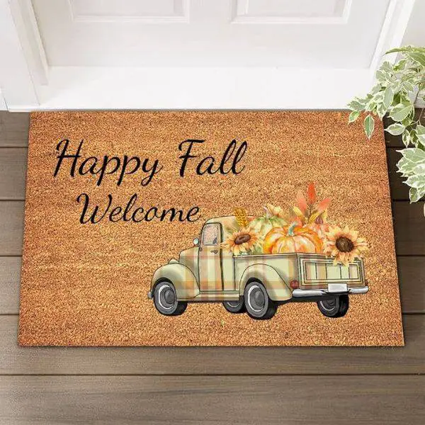 Welcome Mat with Autumnal Design