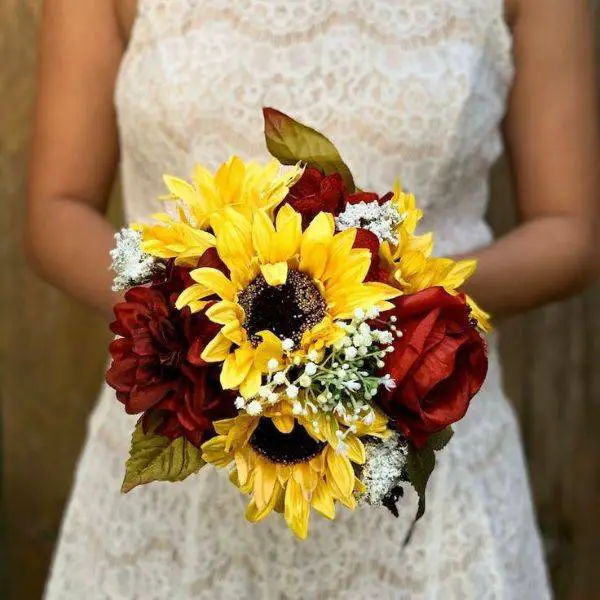 Sunflowers and Burgundy Foliage