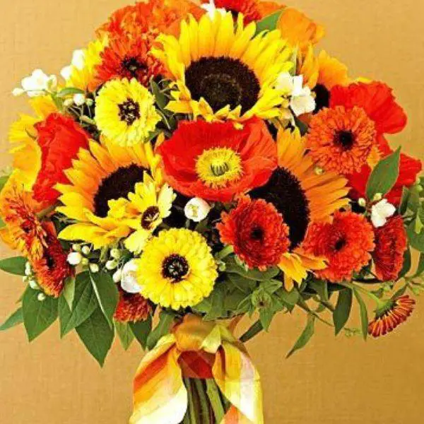 Sunflower and Poppy Arrangement