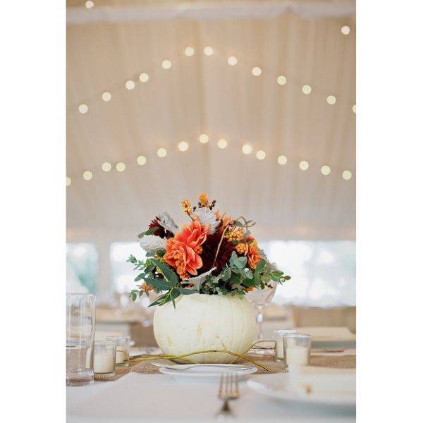 . White Pumpkins with Jewel Tone Flowers