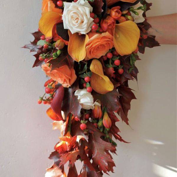 . Cascading Autumn Leaves Bouquet