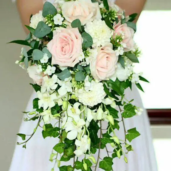  Cascading Rose and Ivy Bouquet