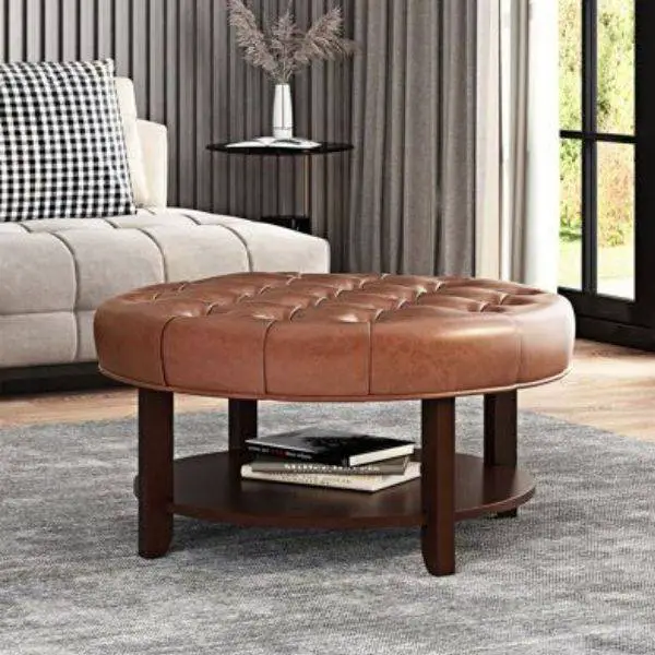 Faux Leather Ottoman