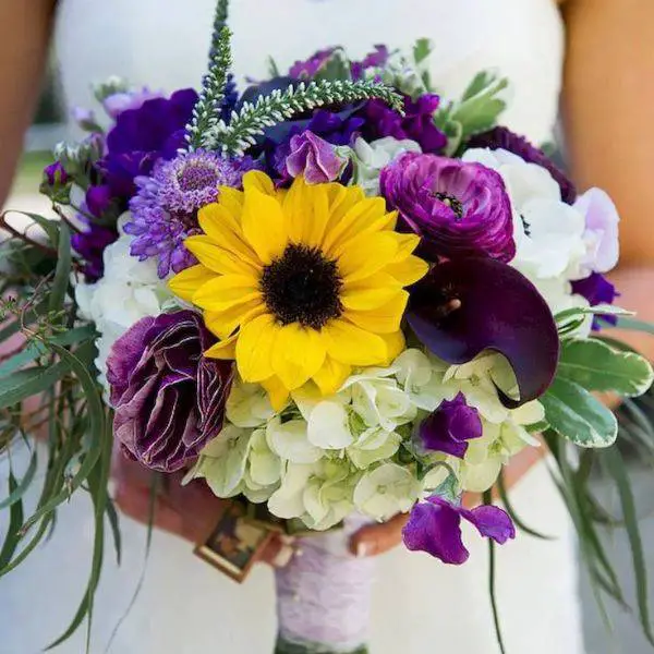 Rich Purple and Sunflower Bouquet