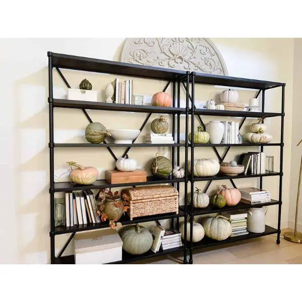 Wooden Shelves with Pumpkins