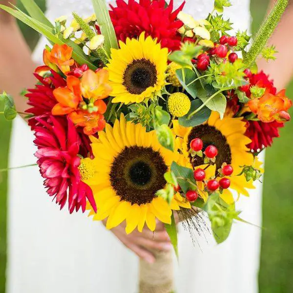 . Sunflower and Autumn Berry Arrangement