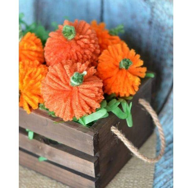 Pumpkin Yarn Pom-Poms