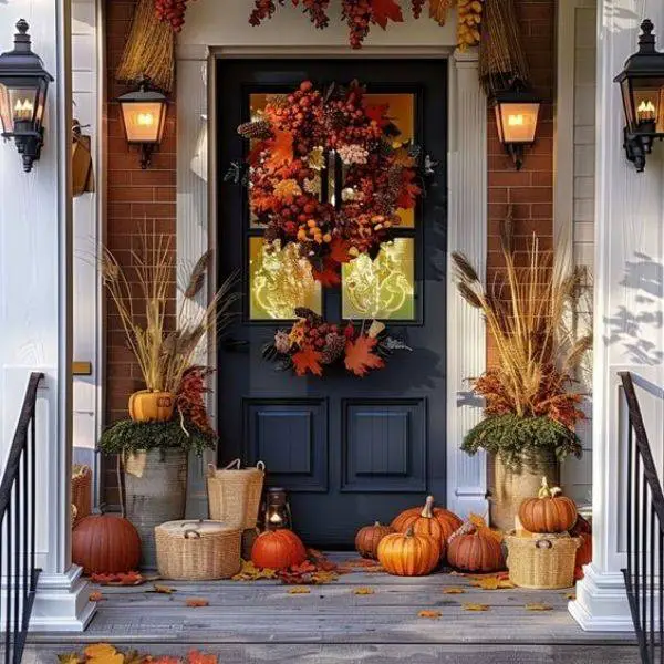 Wicker Baskets with Pumpkins