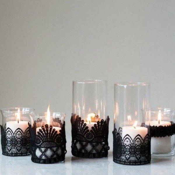 Black Lace Candle Holders