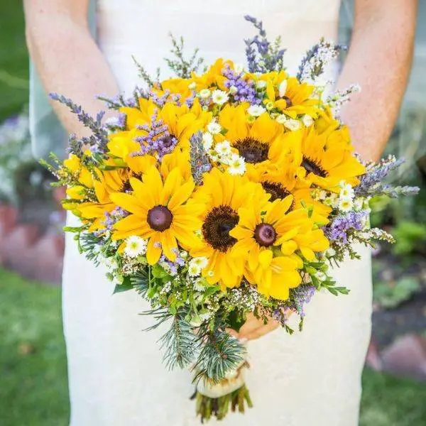 Rustic Sunflower and Lavender Bouquet