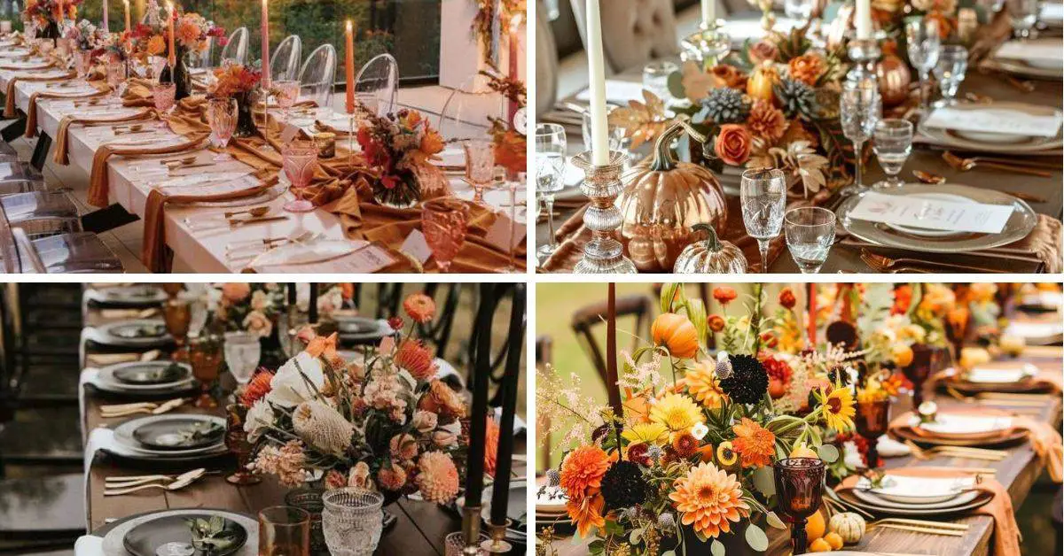 40 Stunning Fall Wedding Tablescapes | Jewel Tones, Simple Decor & Boho Pumpkins for Round & Long Tables